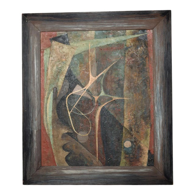 1960s Abstract Expressionism Artwork Oil Painting Signed Worthington For Sale