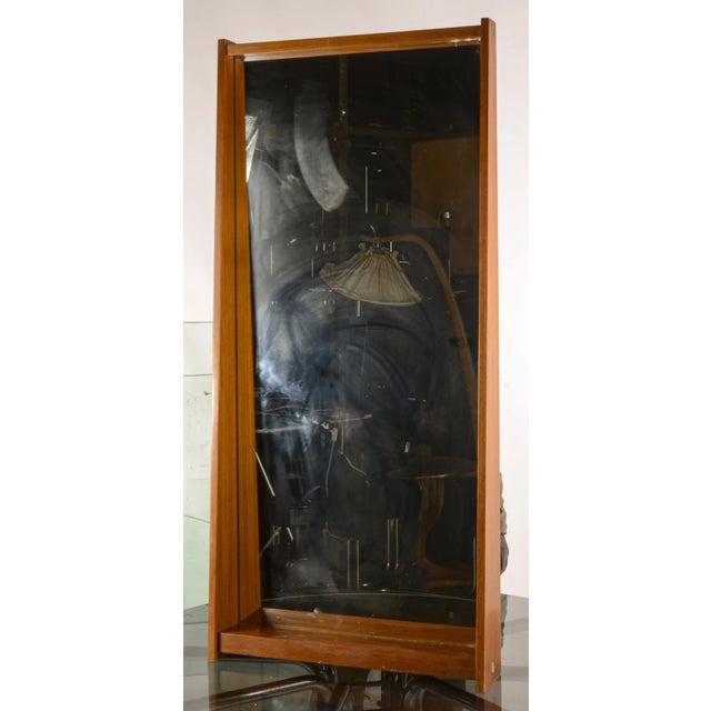 Mirror with wooden frame cassette particular for the shelf support that is incorporated, italy 1970s measures 59 x 13.5 x...