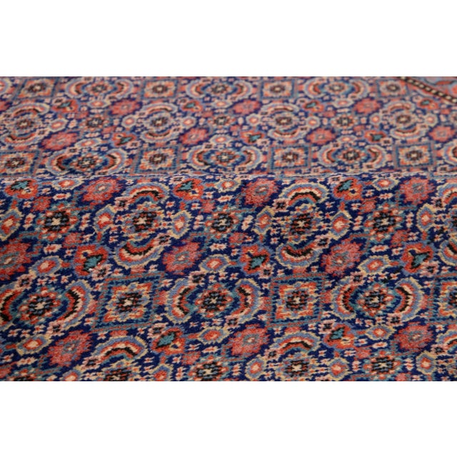 Red Medallion Motif Persian Mahal Wool Rug in Red and Blue For Sale - Image 8 of 9