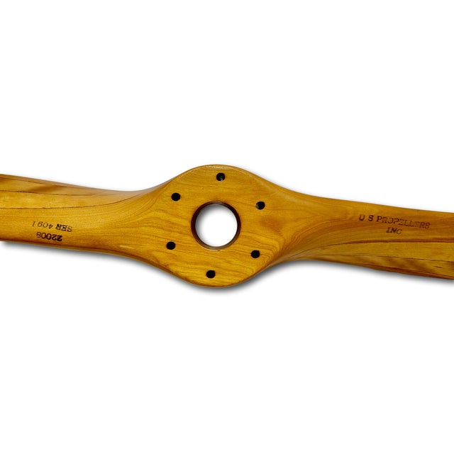 Beautiful Authentic Vintage Hand Made Maple Wood U S Propellers Inc. Airplane Propeller - 44 Inches Long For Sale In Boston - Image 6 of 18