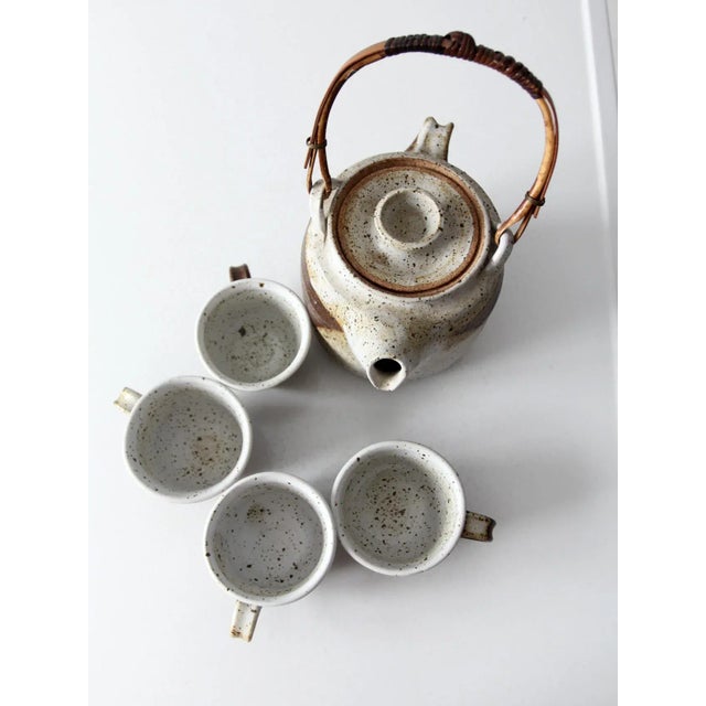 Beige Vintage Japanese Studio Pottery Tea Set - 5 Pc For Sale - Image 8 of 12