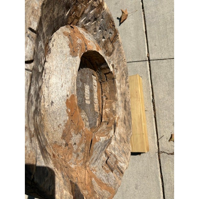 Wood Vintage Wood Milling Wheel - Art Sculpture For Sale - Image 7 of 9