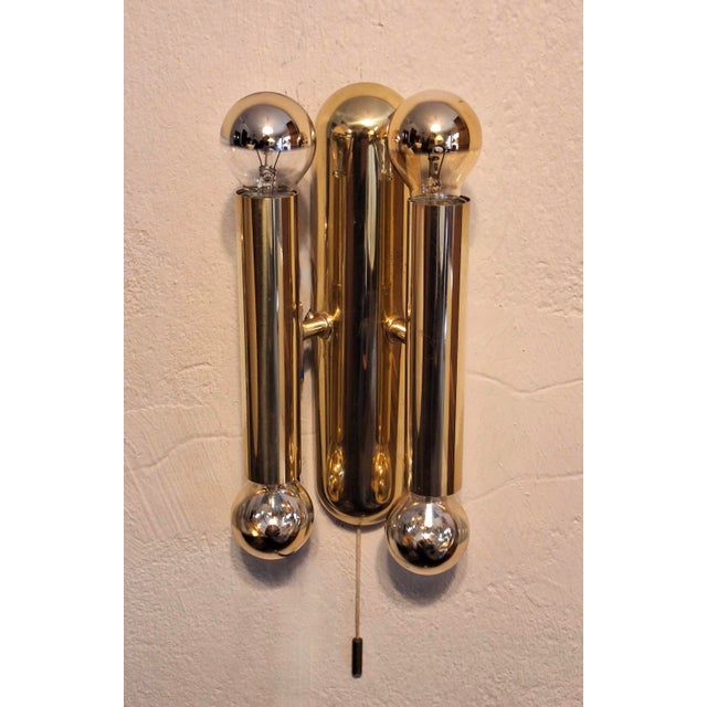 Mid-Century Italian Brass Four-Light Wall Lamps, 1960s, Set of 2 For Sale - Image 6 of 10