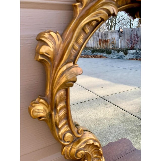 Louis XV Cartouche Rococo Baroque Gilt Wood Wall Mirror For Sale - Image 10 of 12