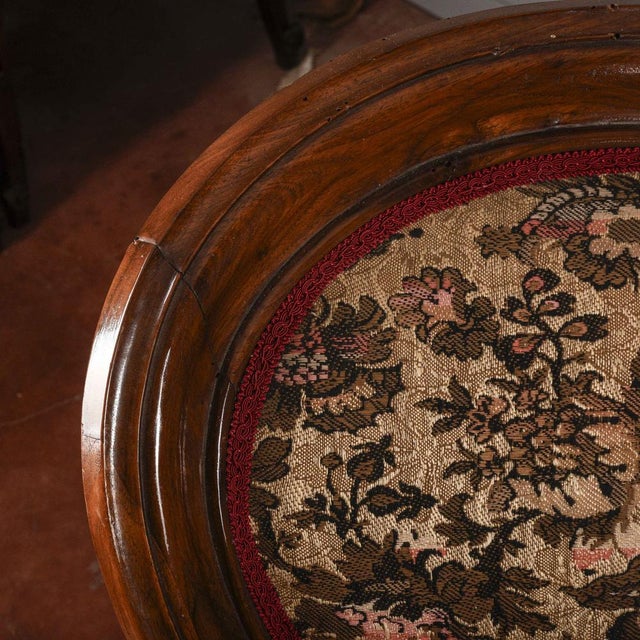 Louis Philippe Damask Sofa in Carved Solid Walnut For Sale - Image 11 of 18