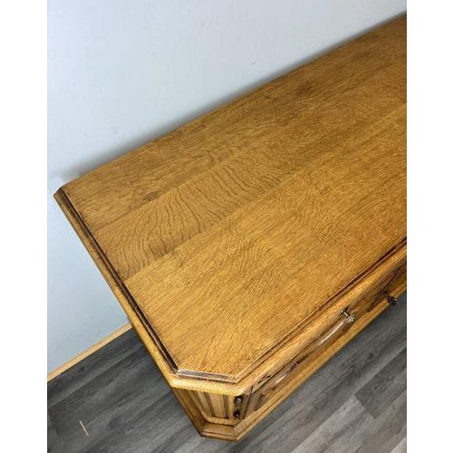 Vintage French Oak 2-Door Carved Cabinet with Drawers For Sale - Image 9 of 12