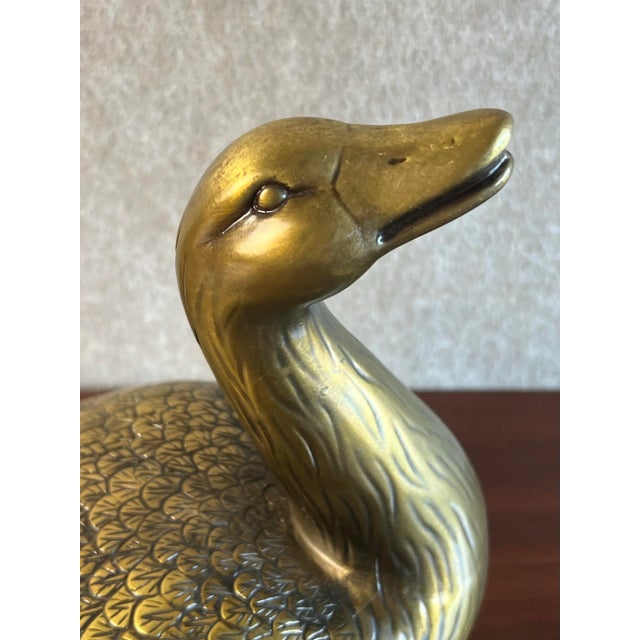 Mid 20th Century Large Vintage Brass Goose or Duck For Sale - Image 5 of 12