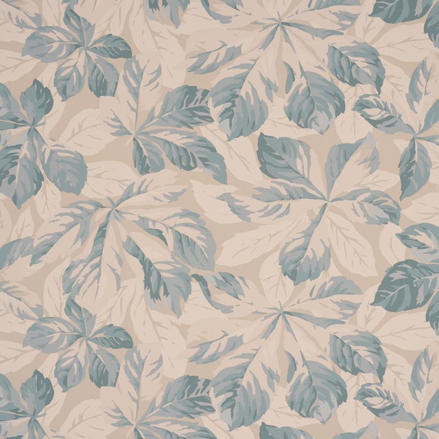 SAMPLE - Schumacher Arboreal Handprint Wallpaper In Blue For Sale