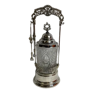 Antique Cut Glass and Silver Plated Pickle Castors