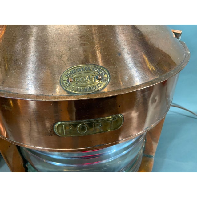Early 20th Century Pair of Solid Copper Port and Starboard Lights by "Griffiths & Sons" For Sale - Image 5 of 8