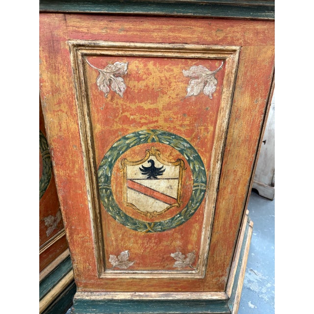 Wood 18th. C. Italian Painted Pair of Cabinets From Tuscany For Sale - Image 7 of 9