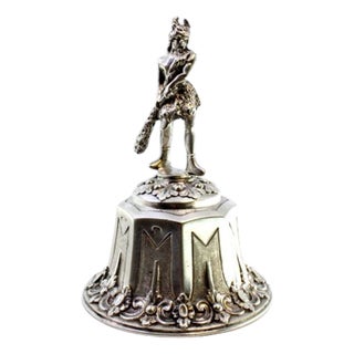 Silver Bell with Warrior Figure on Pedestal with Reliefs and Garlands For Sale