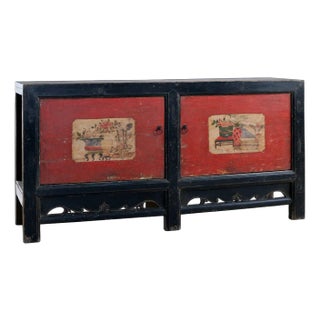 Red and Black Gansu Storage Cabinet, 1890s For Sale