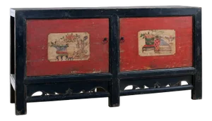 Red and Black Gansu Storage Cabinet, 1890s