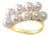 Diagonal Double Row Pearl Cluster Ring 14k Yellow Ring, Size 8 For Sale