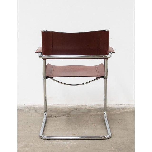 Brown vintage Leather Chairs by Matteo Grassi, 1980s, Set of 3 For Sale - Image 8 of 18