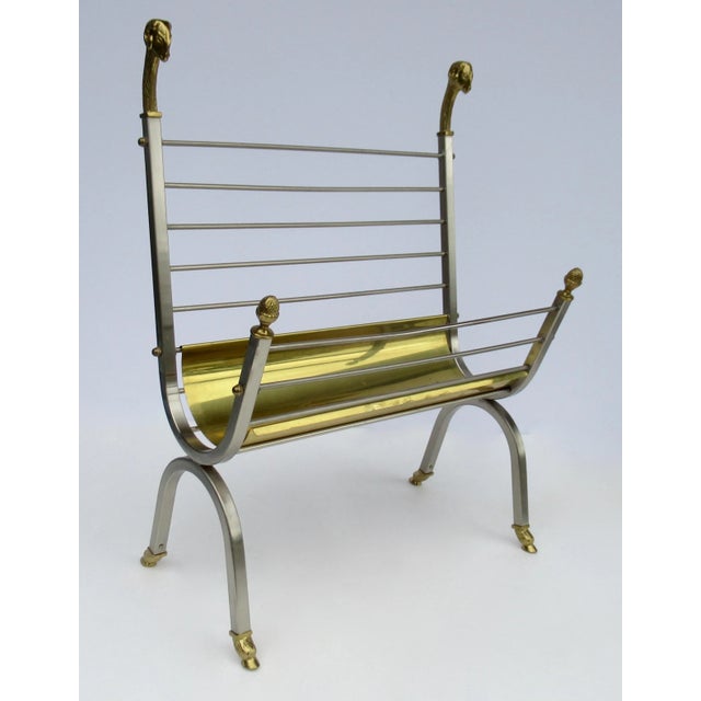 Vintage: C.1960's-70's Maison Jansen, forged in Italy is this , polished brass and satin stainless nickel combination...