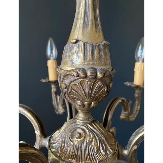 Brown Vintage Brass Chandelier, 1960s For Sale - Image 8 of 14