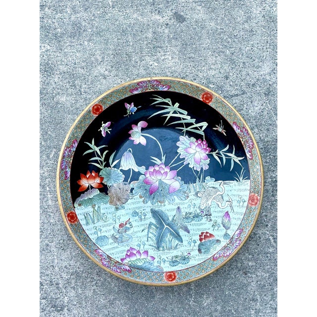 Vintage Monumental Asian Floral Bowl For Sale - Image 11 of 12