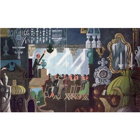 Original vintage New Yorker magazine cover from February 11, 1956 featuring an Antiques Auction theme. Based on an...
