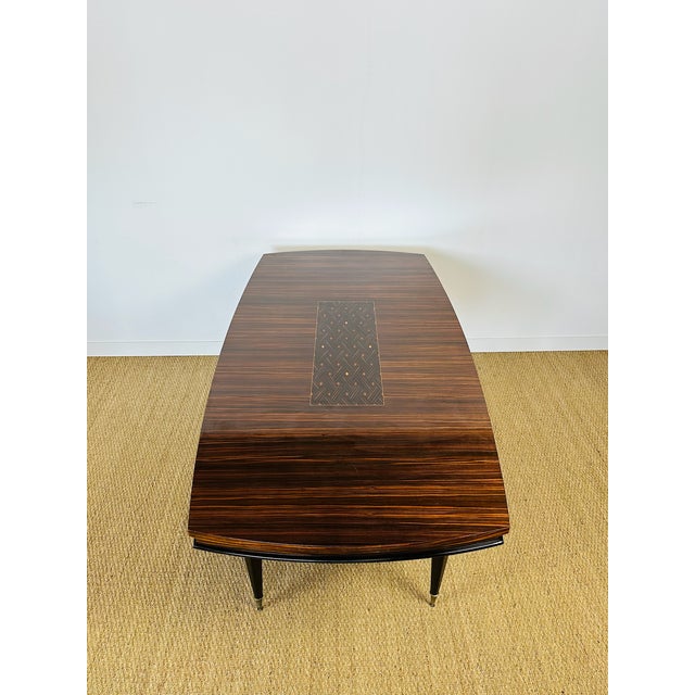 Wood Art Deco Dining Table in Macassar Ebony with Marquetry, France, 1940s For Sale - Image 7 of 18