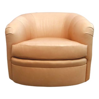 Swaim Leather Swivel Chair For Sale