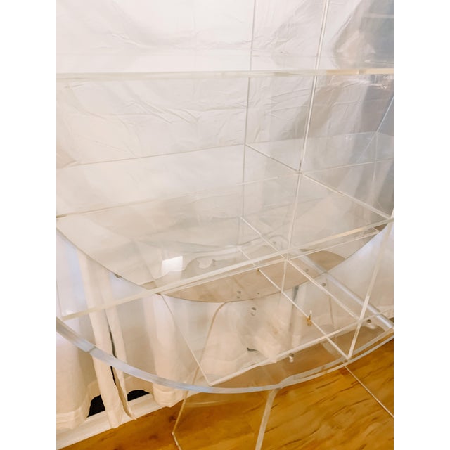 1980s 1980s Vintage Postmodern Large Round Lucite and Acrylic Shelving Unit Etageres Styled After Charles Hollis Jones For Sale - Image 5 of 12