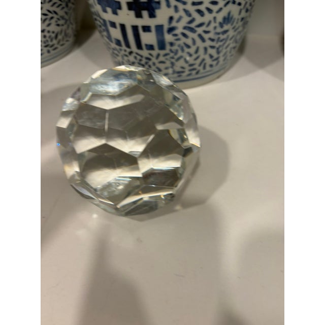 Glass Large Vintage Faceted Crystal Glass Gemstone Paperweight Sculpture For Sale - Image 7 of 9