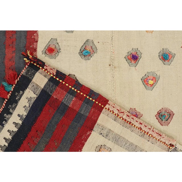 Textile 1950s Vintage Persian Kilim in Beige With Multicolor Stripes and Motifs by Rug & Kilim For Sale - Image 7 of 8