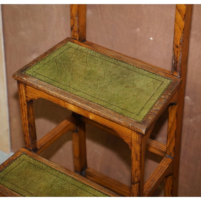 Brown Stunning Antique Circa 1810 George III Elm & Leather Library Steps Georgian Home For Sale - Image 8 of 12