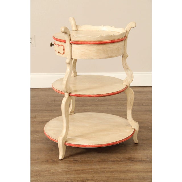 Grosfeld House French Louis XV Style Pair Three Tier Painted Side Tables For Sale - Image 10 of 12