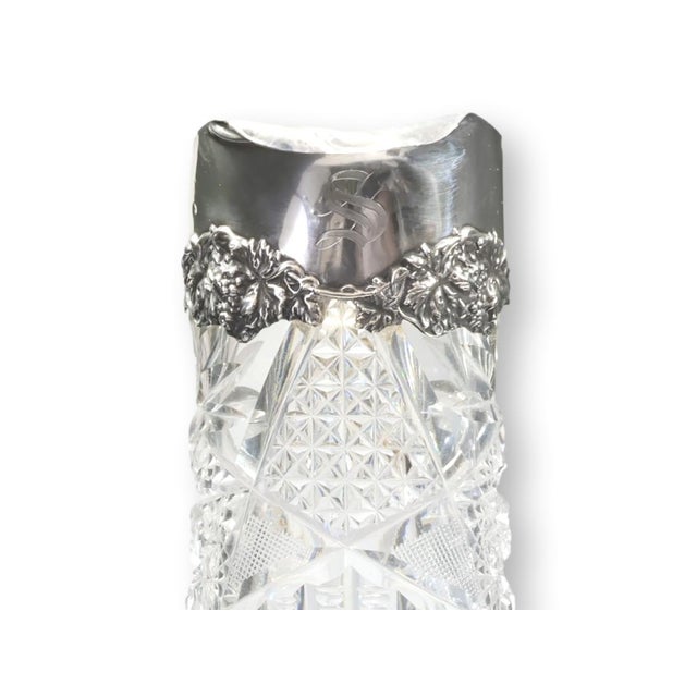 Victorian Antique Crystal Decanter w/Sterling Top For Sale - Image 3 of 5