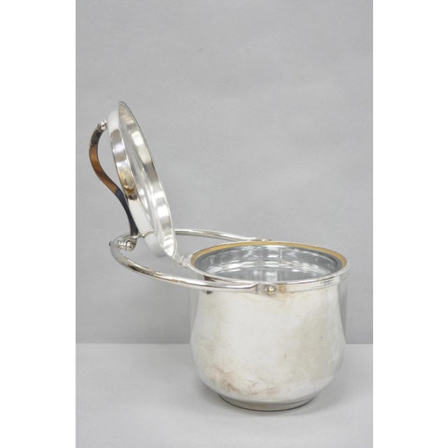 Vintage Art Deco Silver Plated Reticulating Hinge Bar Ice Bucket by Towle For Sale - Image 4 of 12