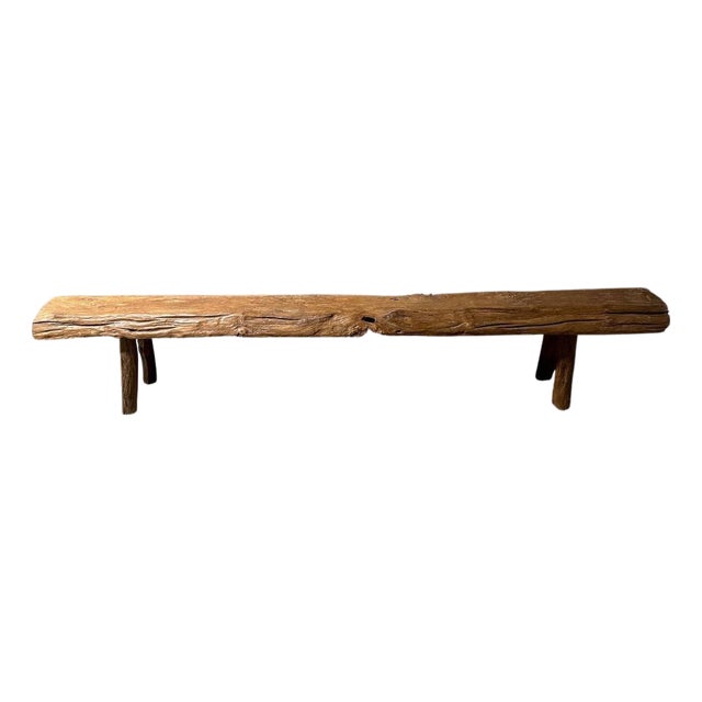 Andrianna Shamaris Teak Wood Log Bench For Sale