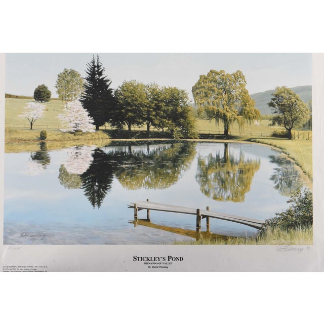 A signed and numbered limited edition lithograph by David Fleming, showcasing a serene landscape from the Shenandoah...