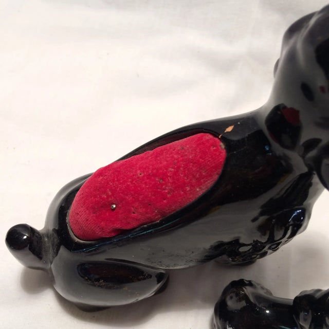 Textile Vintage Poodle Ceramic Pin Cushion & Assistant For Sale - Image 7 of 11