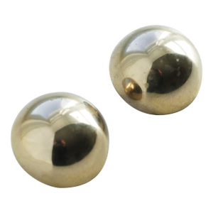 Postmodern Vintage Silver-Tone Domed Earrings, Circa 1980s, A Pair