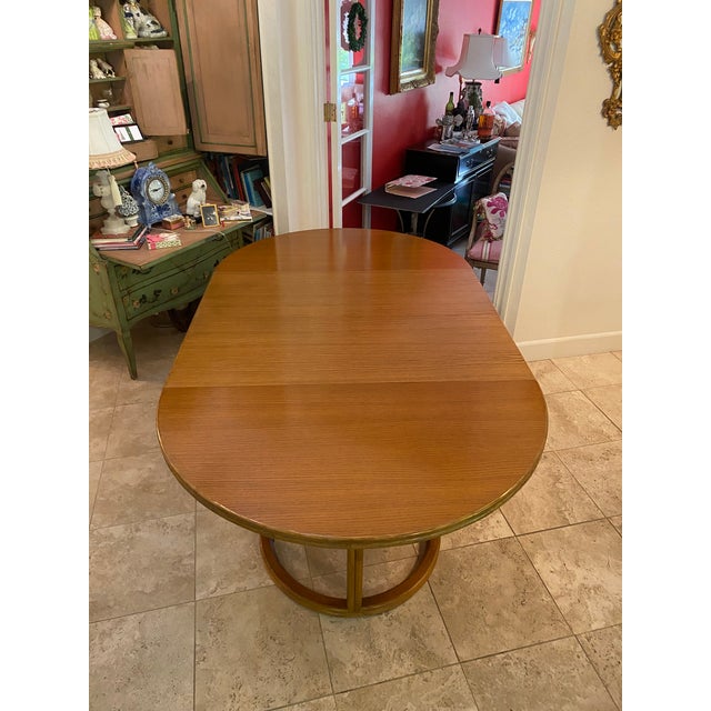 Wood Vintage McGuire Round Extension Table For Sale - Image 7 of 14