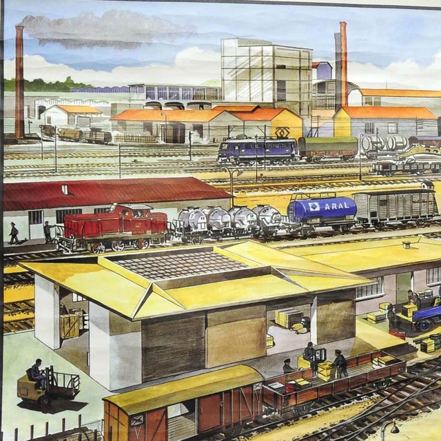 Textile Fishing Harbour Goods Railway Station Wall Chart For Sale - Image 7 of 11