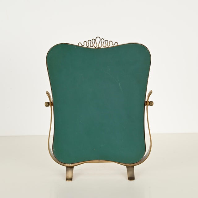 Metal Brass Adjustable Table Mirror attributed to Gio Ponti for Fontana Arte, Italy, 1940s For Sale - Image 7 of 17