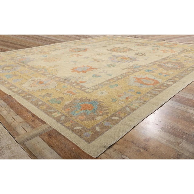 Textile Vintage Modern Turkish Oushak Rug - 12'05 X 14'09 For Sale - Image 7 of 9