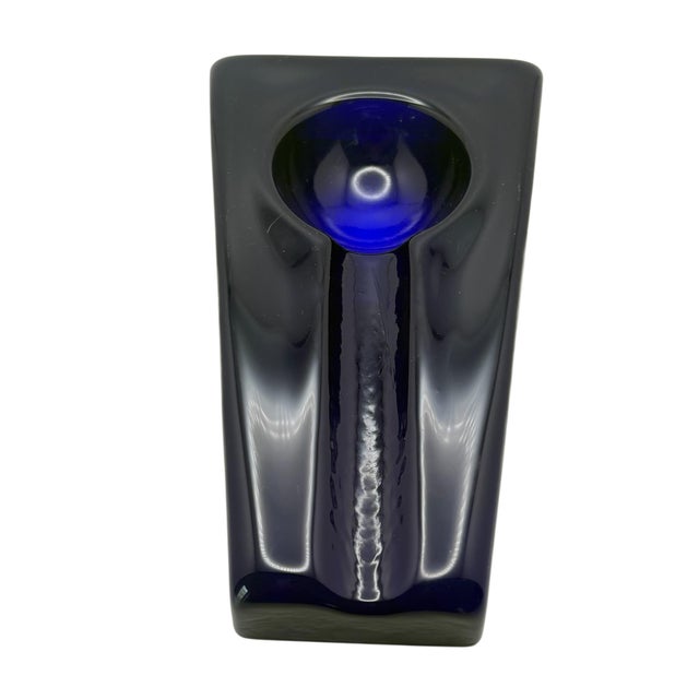 Glass Vintage Comoy’s of London Italian Cobalt Blue Glass Cigar Ashtray For Sale - Image 7 of 7