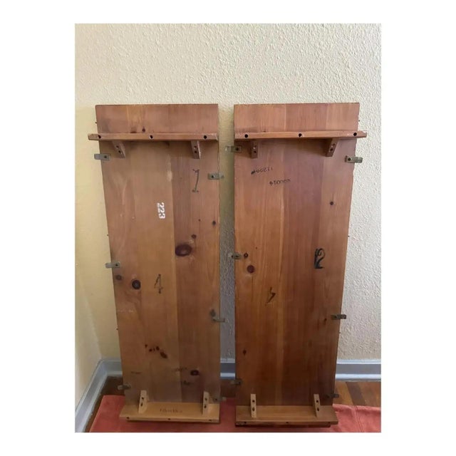 Vintage Ethan Allen Rustic Farmhouse Round Pedestal Table With Ladder Back Handwoven Rush Chairs For Sale - Image 9 of 14