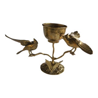 Late 20th Century Cardinals Brass Centerpiece Candle Holder For Sale