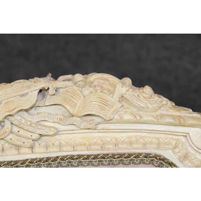 Early 20th C Pair Louis XVI Style Creme Painted W/ Gold Accent Armchairs For Sale - Image 13 of 15
