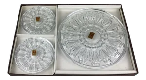Set of 3 French Crystal Champagne Cooler or Wine Bottle Coasters