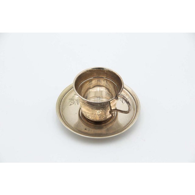 Silver Coffee Cup and Saucer, Set of 2, in Good conditions.