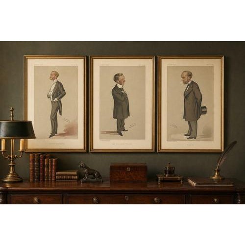 Set of 3 Vanity Fair Spy Caricatures – Named Victorian Figures 1883 : A refined set of three original Vanity Fair...