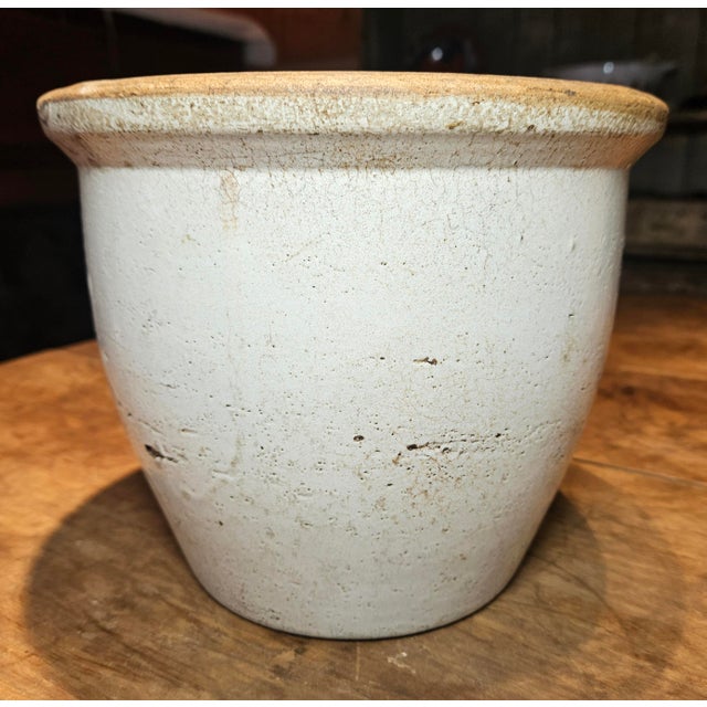 American Antique Stoneware Salt-Glazed Crock For Sale - Image 3 of 10