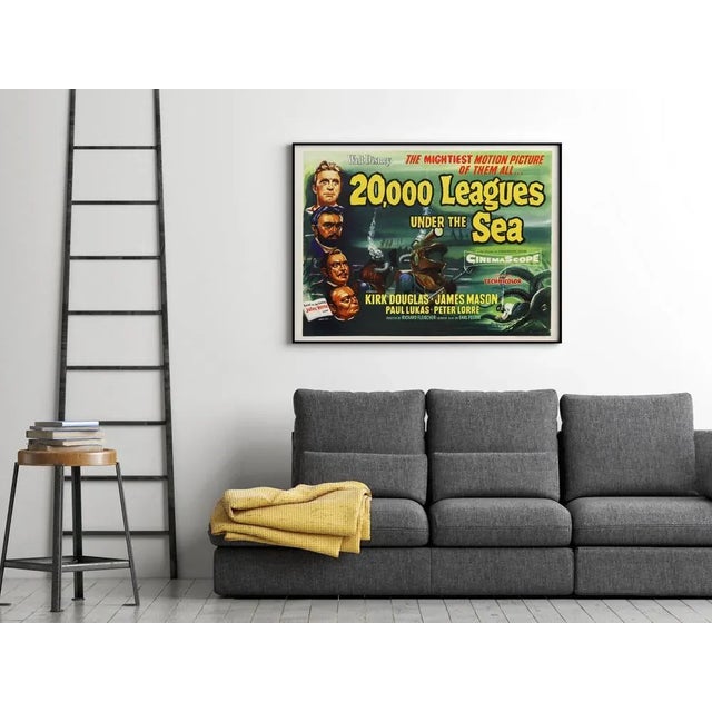 Mid-Century Modern "20000 Leagues Under The Sea" Original Vintage British Quad Movie Poster, 1955 For Sale - Image 3 of 4